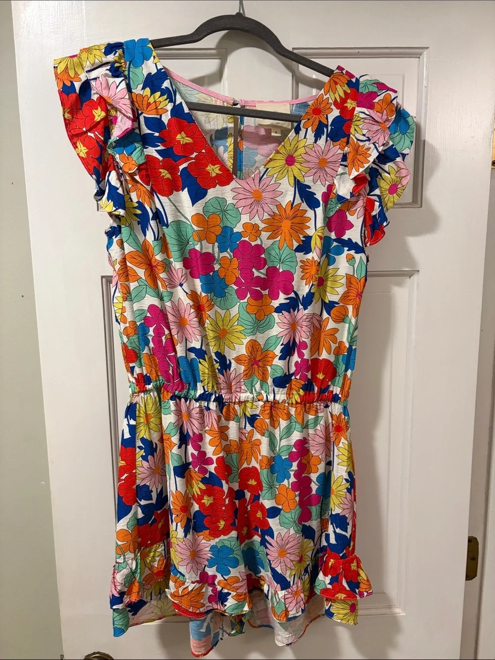 Floral Ruffle Sleeve Jumper - Multicolor